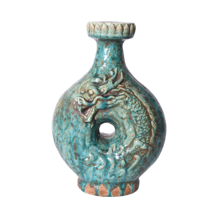 Speckled Green Embossed Dragon Vase 1617 By Legend Of Asia