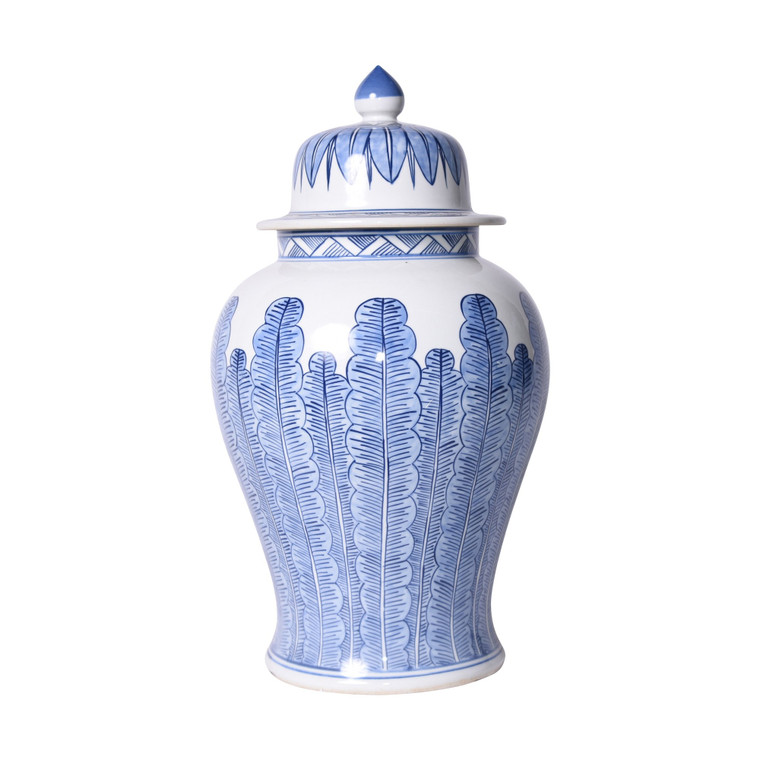 Blue And White Porcelain Temple Jar Banana Leaf Motif 1624 By Legend Of Asia