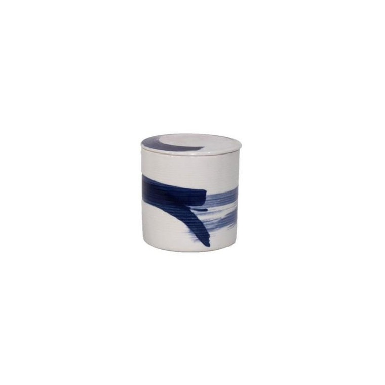 Blue & White Brushstroke Lidded Jar 8121-L By Legend Of Asia