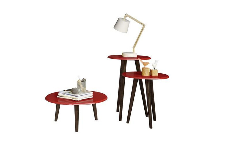 Carmine End Tables - Red with Solid Wood Legs - (Set of 3) 206AMC97