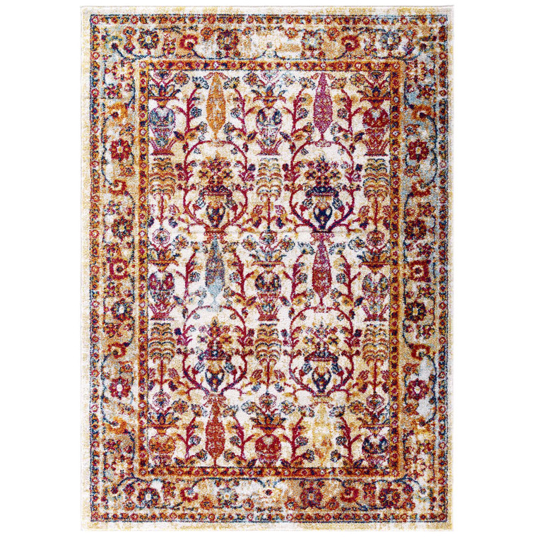 Entourage Jessa Distressed Vintage Floral Lattice 8X10 Area Rug R 1170A 810 by Modway Furniture