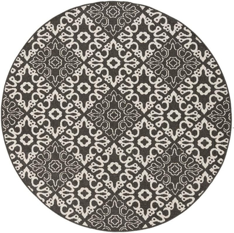 Surya Alfresco Machine Made Black Rug ALF-9637 - 8'9" Round