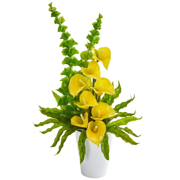 23" Calla Lily And Bell Of Ireland Artificial Arrangement 1721-YL By Nearly Natural