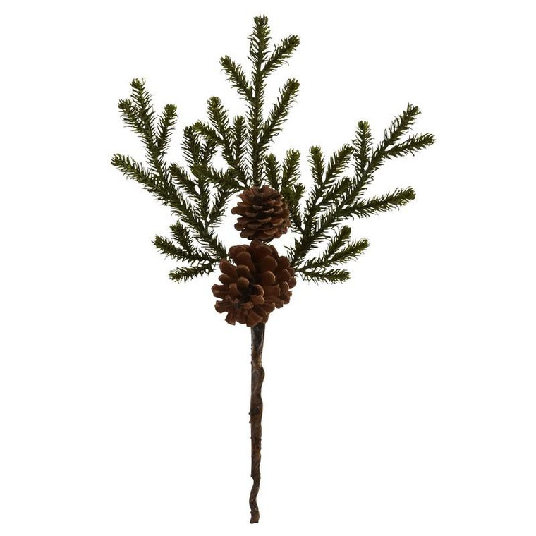 19" Pine & Pinecone Artificial Flower Bundle (Set Of 12)) 2184-S12 By Nearly Natural