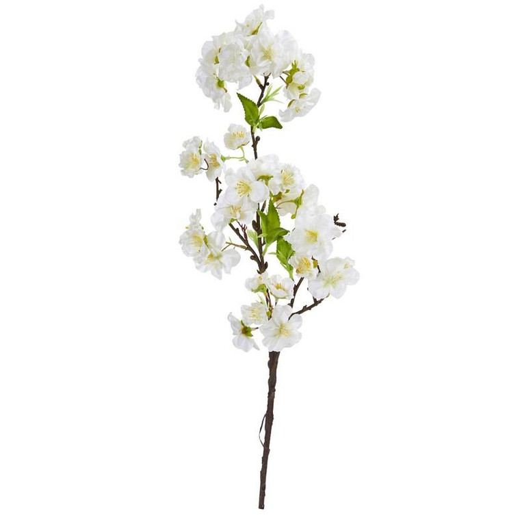 18" Cherry Blossom Artificial Flower Spray (Set Of 12) 2293-S12-WH By Nearly Natural