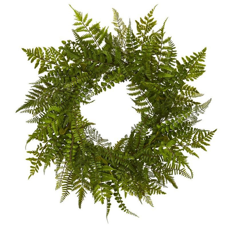 24" Mixed Fern Wreath 4205 By Nearly Natural