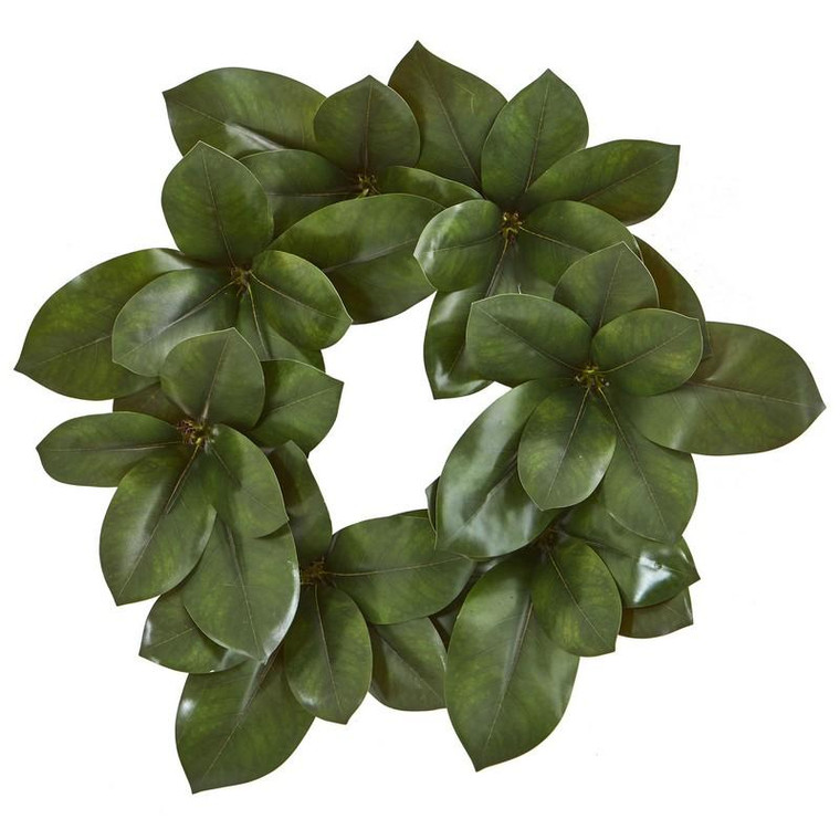 22" Magnolia Leaf Artificial Wreath 4292 By Nearly Natural