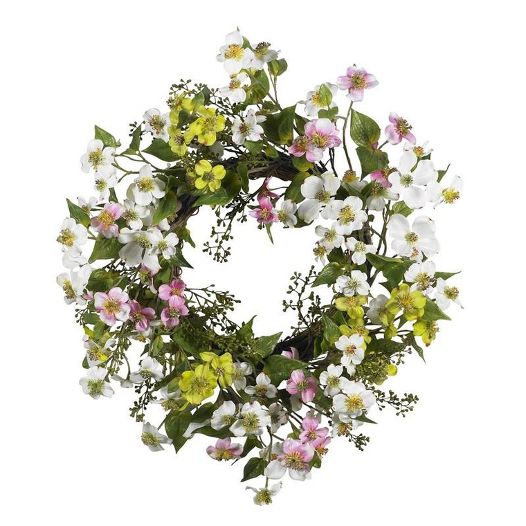 20" Dogwood Wreath 4688 By Nearly Natural