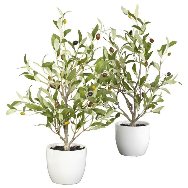 18" Olive Silk Tree With Vase (Set Of 2) 4774-S2 By Nearly Natural