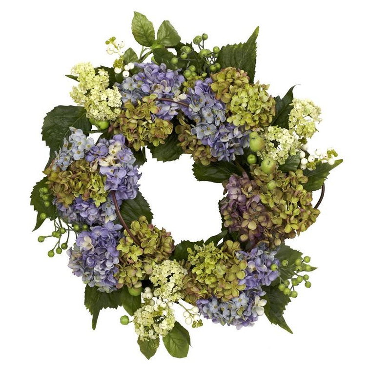 22" Hydrangea Wreath 4781 By Nearly Natural