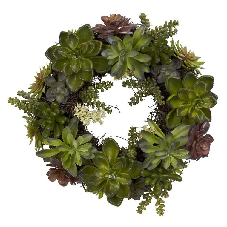 20" Succulent Wreath 4798 By Nearly Natural