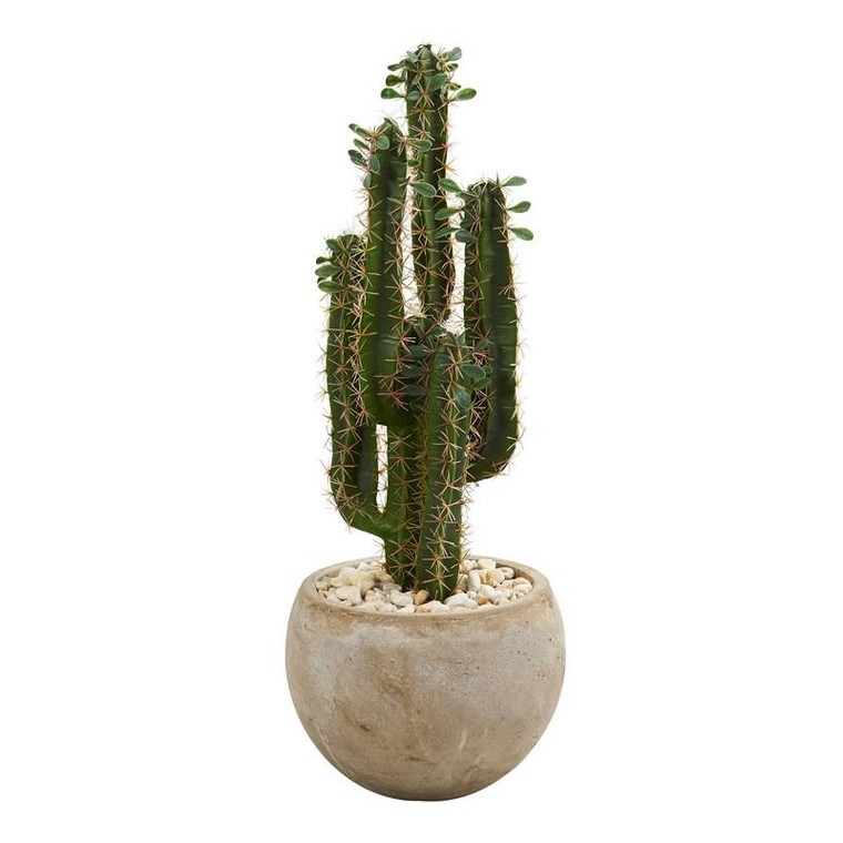 2.5' Cactus Artificial Plant In Bowl Planter 6546 By Nearly Natural
