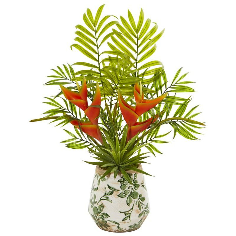 18" Heliconia And Agave Artificial Plant In Decorative Planter 8655 By Nearly Natural