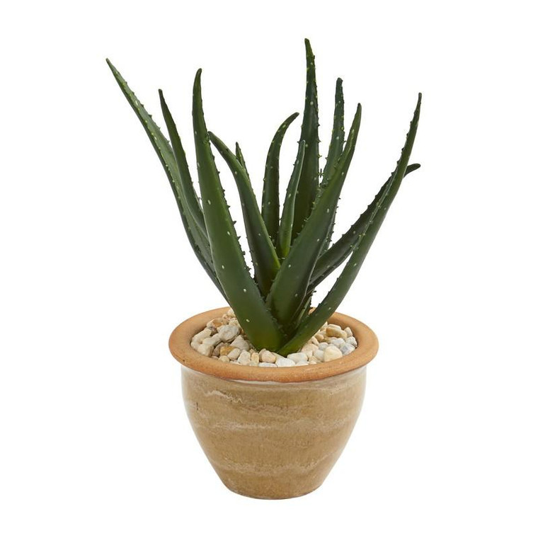 15" Aloe Artificial Plant In Decorative Vase 8742 By Nearly Natural