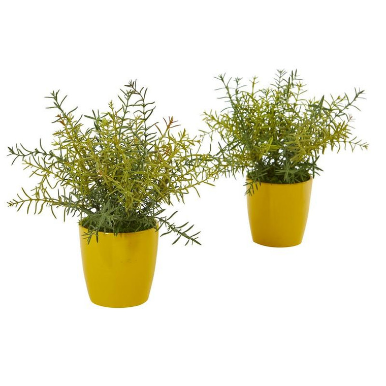 12" Rosemary Artificial Plant In Yellow Planter (Set Of 2) 8815-S2 By Nearly Natural