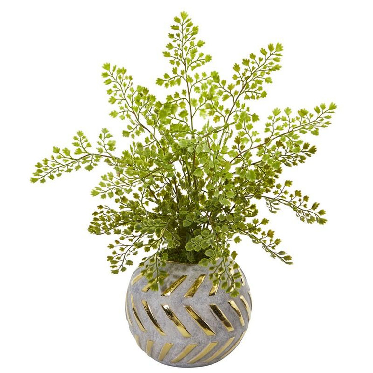 17" Maiden Hair Artificial Plant In Decorative Vase 8819 By Nearly Natural