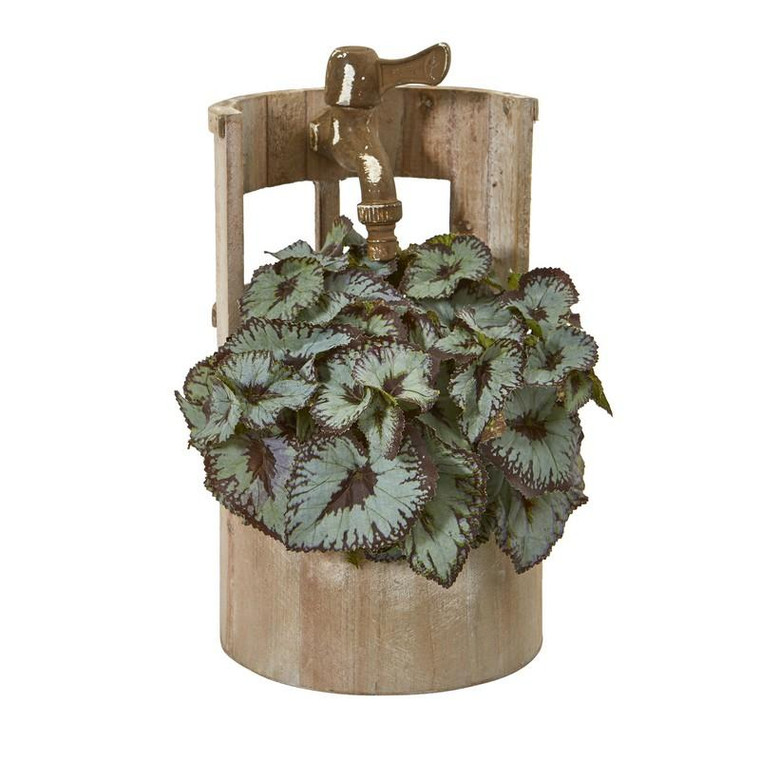 12" Rex Begonia Artificial Plant In Faucet Planter 8829 By Nearly Natural