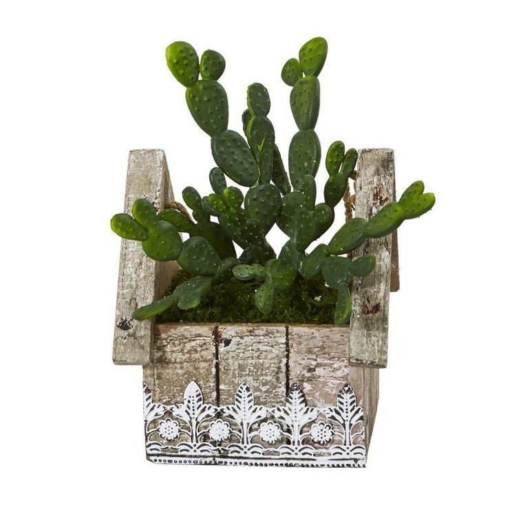 10" Cactus Succulent Artificial Plant In Hanging Floral Design House Planter 8848 By Nearly Natural