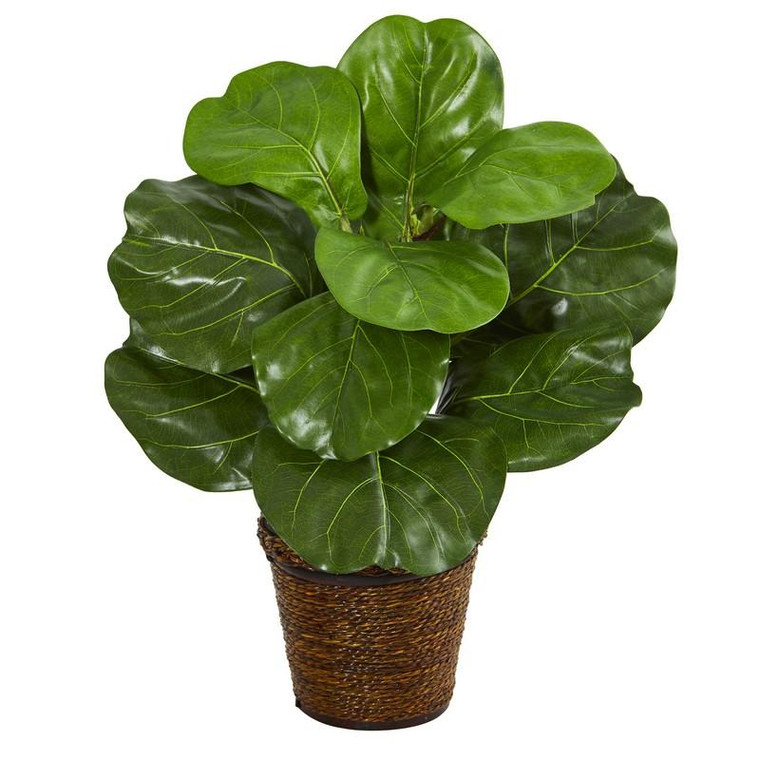 20" Fiddle Leaf Artificial Plant In Basket 8872 By Nearly Natural