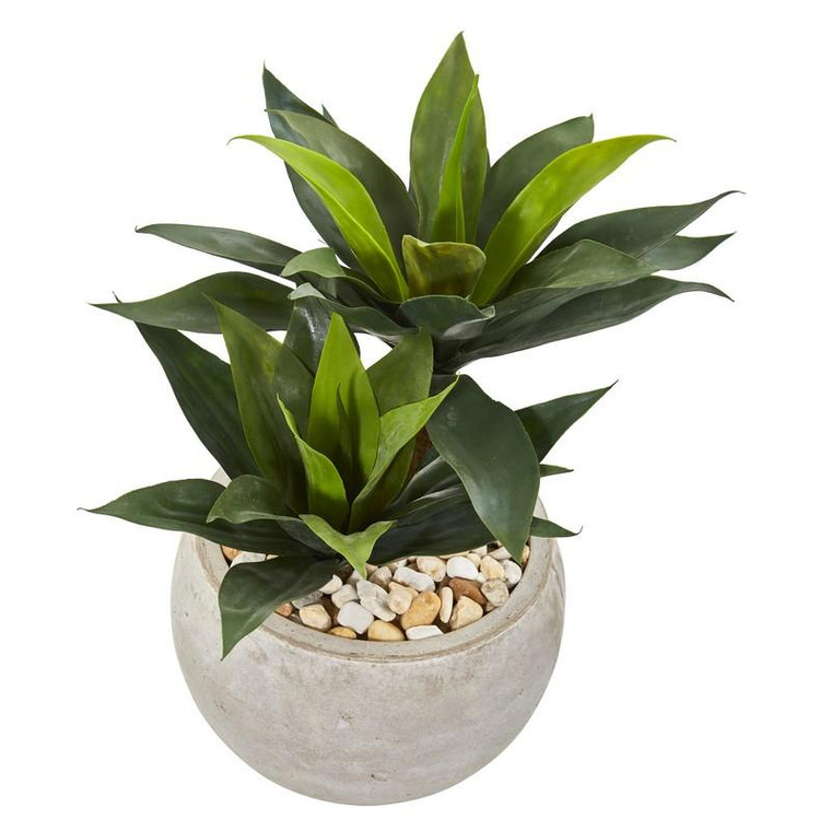 21" Agave Artificial Plant In Sand Colored Bowl 9515 By Nearly Natural