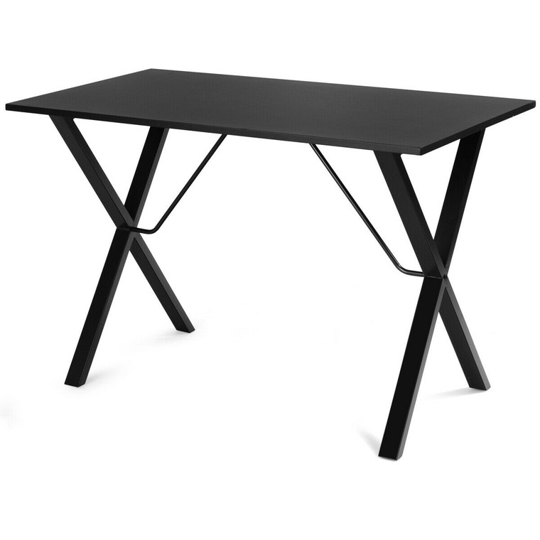 Computer Desk with Bamboo Top & Metal Frame-Black Desk