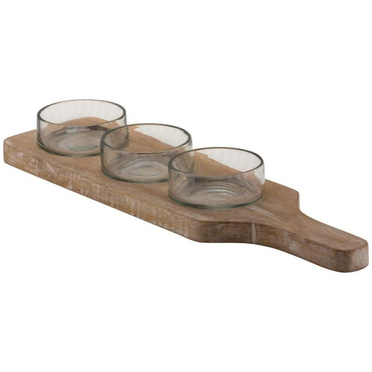 Telluride 4 Piece Condiment Tray With Round Glass Bowls (Pack Of 4) TELL-4CDMNTRD By 10 Strawberry Street