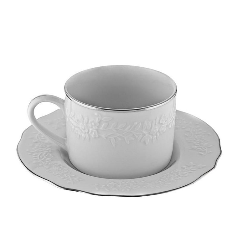 Vine Silver Line Cup/Saucer 7" (Pack Of 24) VINE-9SL By 10 Strawberry Street