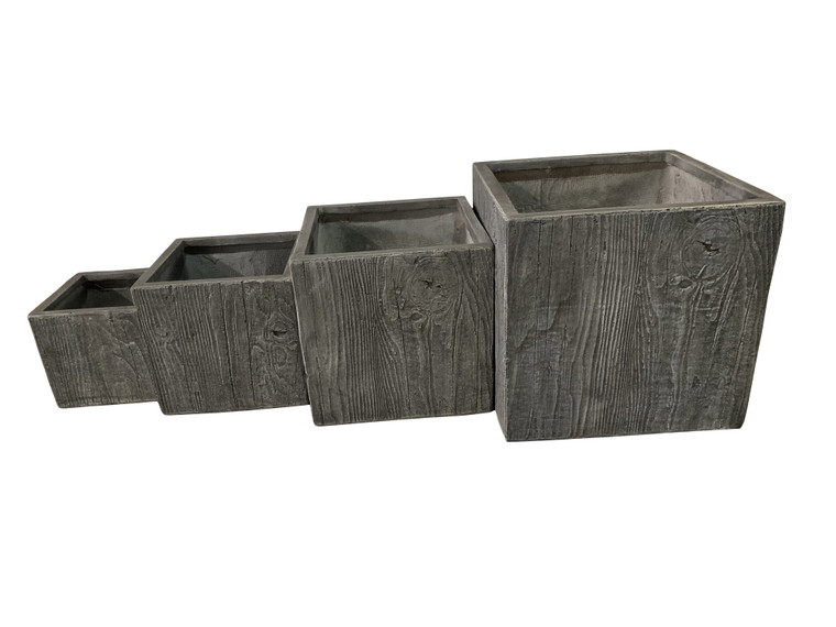 AFD 12014005 Grey Wood Style Planters Set Of 4