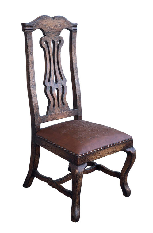 AFD 12017445 Juliana Carved Leather Side Chair