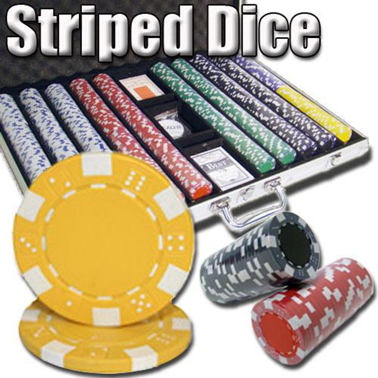 1,000 Ct - Pre-Packaged - Striped Dice 11.5 G - Aluminum CSSD-1000AL By Brybelly