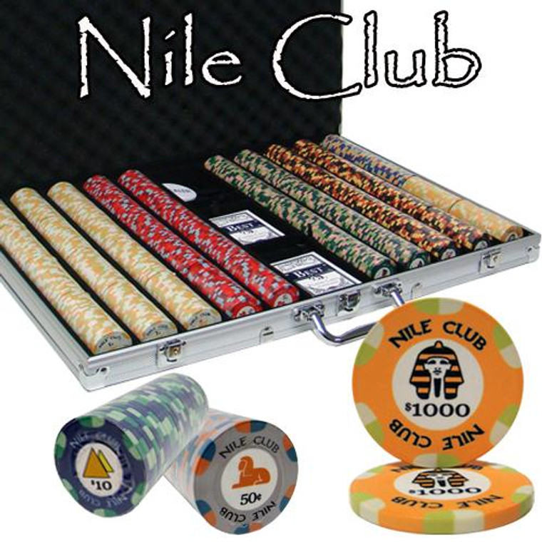 1000 Ct Standard Breakout Nile Club Chip Set - Aluminum Case CSNI-1000AL By Brybelly