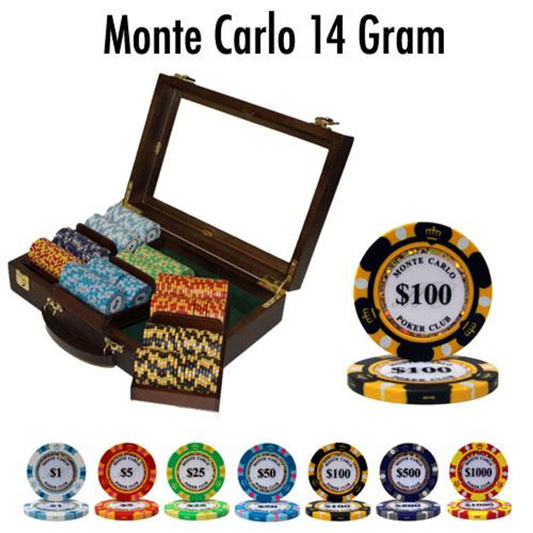 Pre-Pack - 300 Ct Monte Carlo Chip Set Walnut Case CSMC-300W By Brybelly