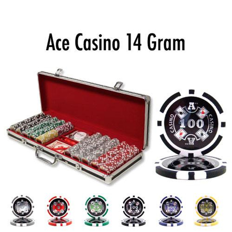 500 Ct - Pre-Packaged - Ace Casino 14 Gram - Black Aluminum CSAC-500B By Brybelly