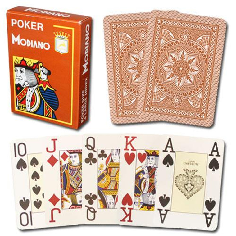Modiano Cristallo Poker Size, 4 Pip Jumbo Brown GMOD-820 By Brybelly