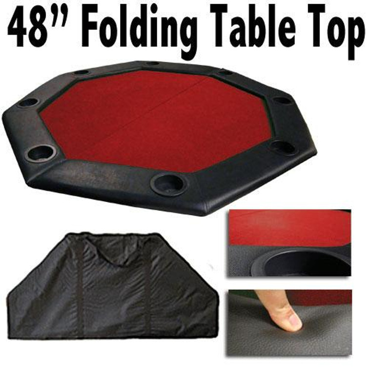 48" Red Felt Octagon Folding Table Top W/ Padded Rail GPTT-102 By Brybelly