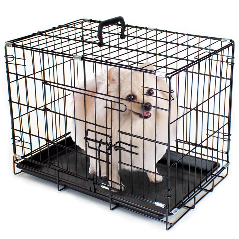 18" Extra Small Folding Metal Pet Crate With Removable Liner ACAG-001 By Brybelly
