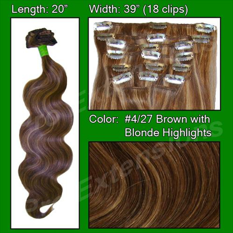 #4/27 Dark Brown W Golden Blonde Highlights - 20" Body Wave PRBD-20-427 By Brybelly