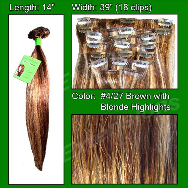 #4/27 Dark Brown W/ Godlen Blonde Highlights - 14 Inch PRST-14-427 By Brybelly