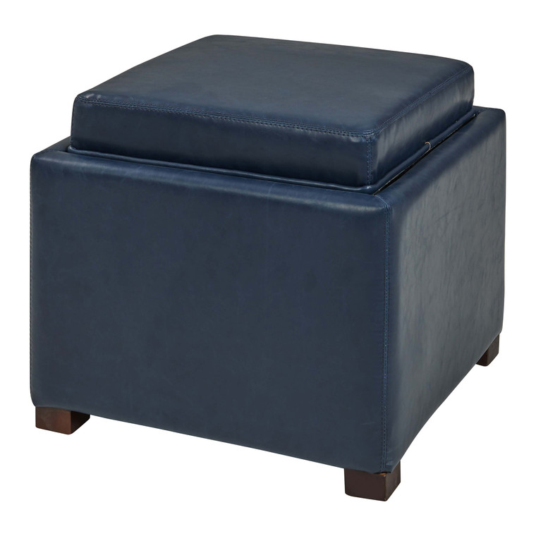 Cameron Square Bonded Leather Storage Ottoman 113042B-V05 By New Pacific Direct
