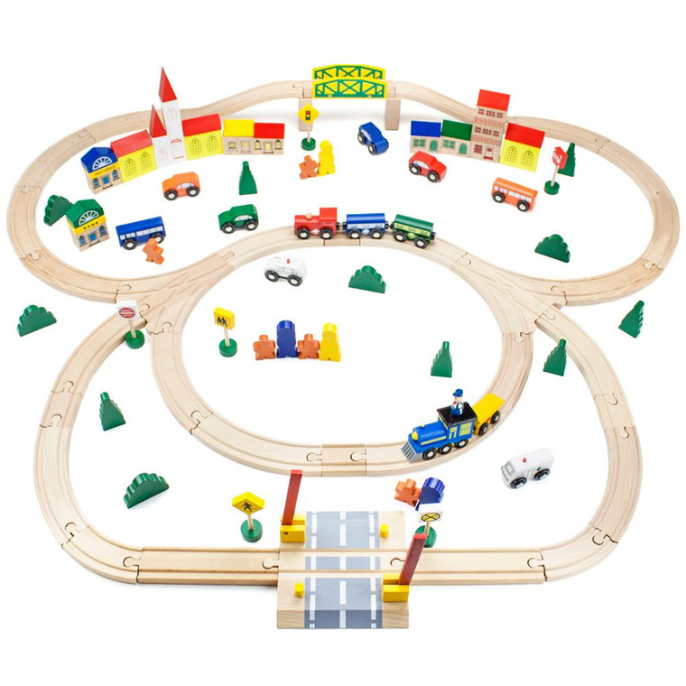 Conductor Carl 100 Piece Wooden Train Set TCON-201 By Brybelly