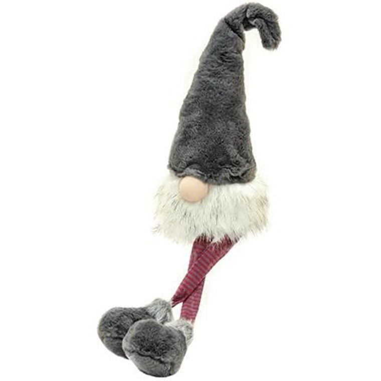 *Large Dangle Leg Plush Fuzzy Gray Santa Gnome GZOE2513 By CWI Gifts