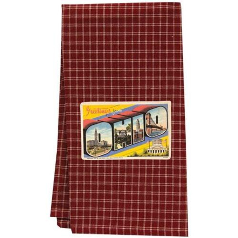 Greetings From Ohio Red Dish Towel GRJ020 By CWI Gifts