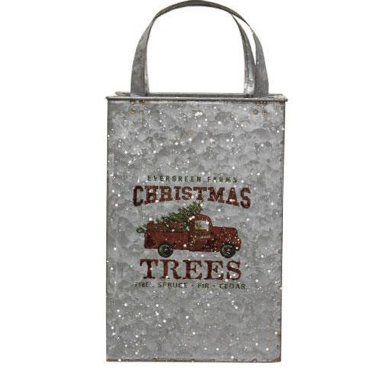 *2/Set Christmas Trees Metal Totes GMxF095472S By CWI Gifts