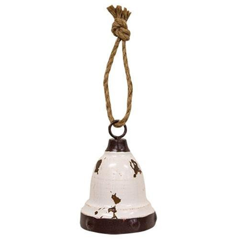 Distressed White Bell Ornament GM10837 By CWI Gifts