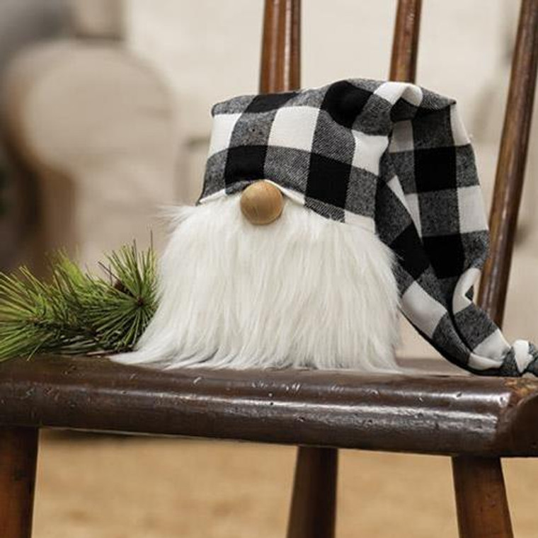 *Small White Buffalo Check Cap Gnome GCS37923 By CWI Gifts