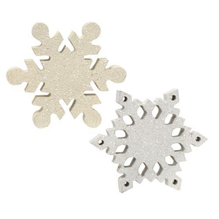 Wood Snowflake Sitter 2 Asstd. (Pack Of 2) G35029 By CWI Gifts
