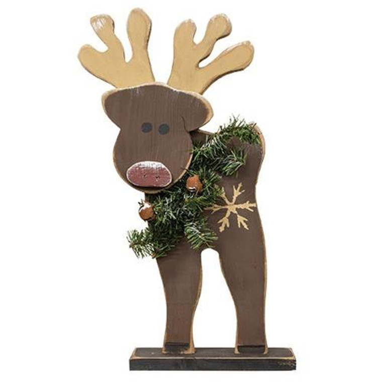 Wooden Reindeer On Base 22" G20401 By CWI Gifts