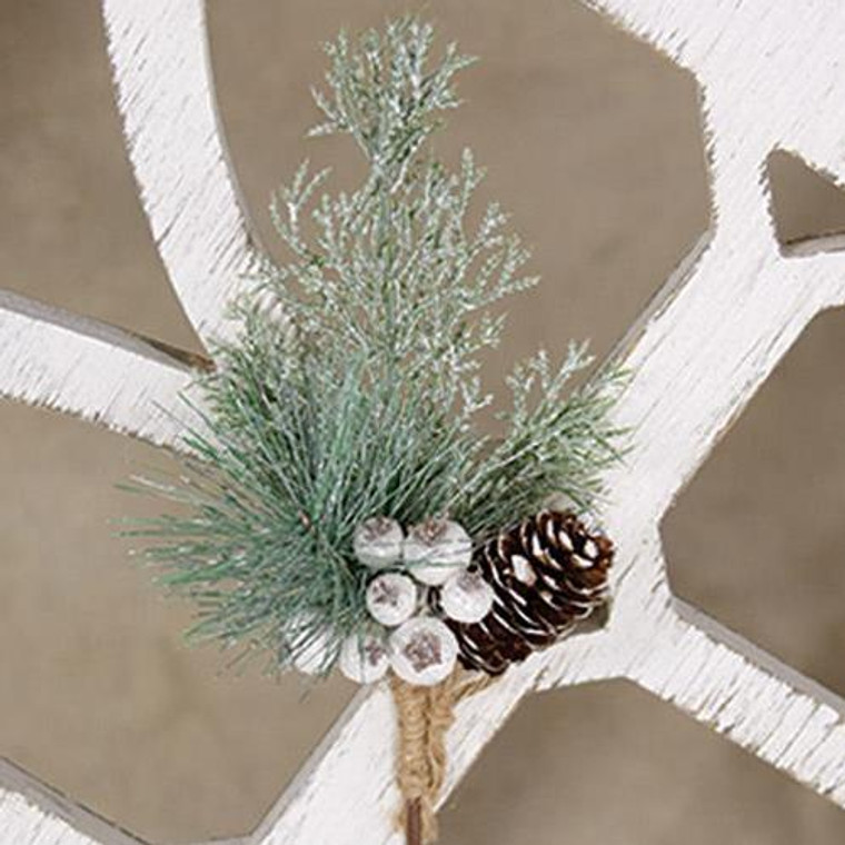 White Glittered Berry And Pinecone Pine Spray F15065 By CWI Gifts