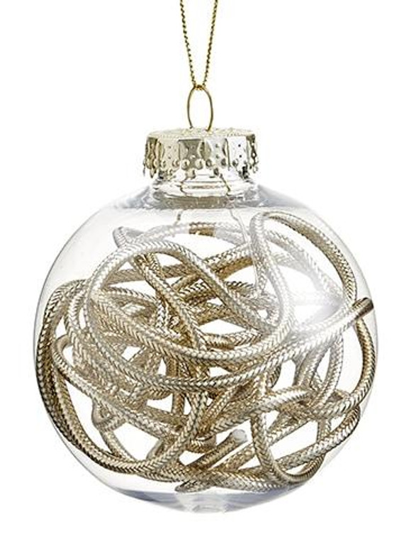 3" Plastic Ball Ornament With Cord Gold (Pack Of 12) XN5004-GO By Silk Flower