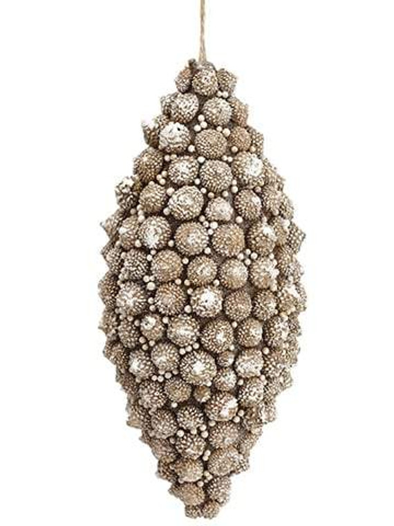 10.5" Acorn Finial Ornament Beige Whitewashed (Pack Of 12) XM0057-BE/WW By Silk Flower